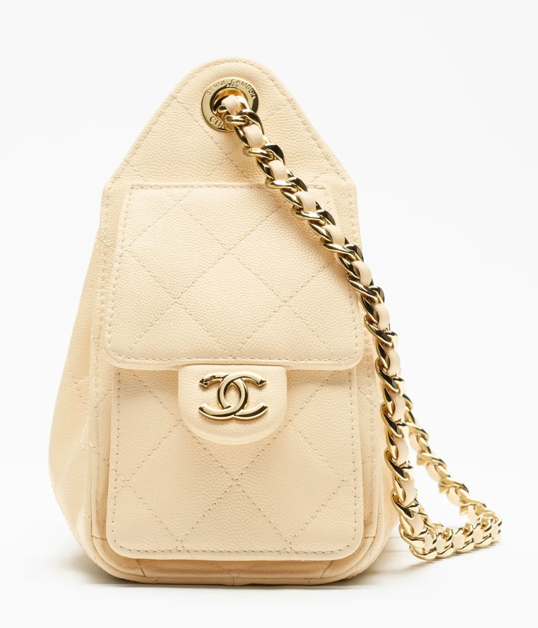 CHANEL 25 Mini Handbag Grained Calfskin & Gold-Tone Metal  Ecru