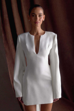 Rosanna Suiting Bow Mini Dress - Ivory