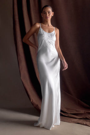 Saylor Satin Slip Maxi Dress - Ivory