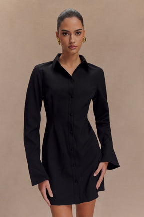 Dorian Fitted Shirt Mini Dress - Black
