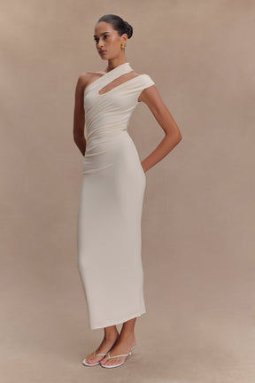 Anastasia One Shoulder Modal Midi Dress - Ivory