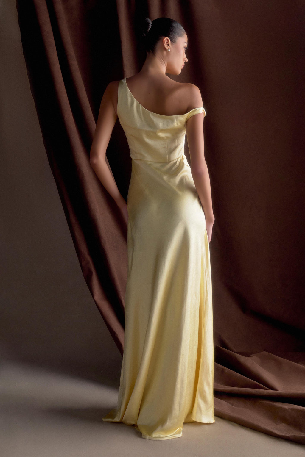 Jacinta One Shoulder Maxi Dress - Pastel Lemon