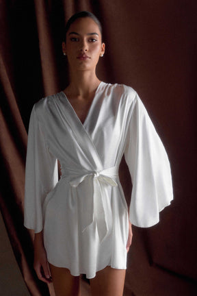 Sterling Satin Bridal Robe - Ivory