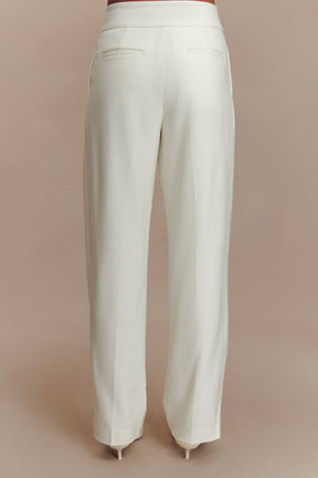 Penelope Pleated High Waisted Pants - Ivory