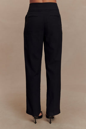 Penelope Pleated High Waisted Pants - Black