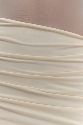 Dallas One Shoulder Mesh Maxi Dress - Ivory