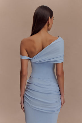 Irene Gathered Knit Top - Blue