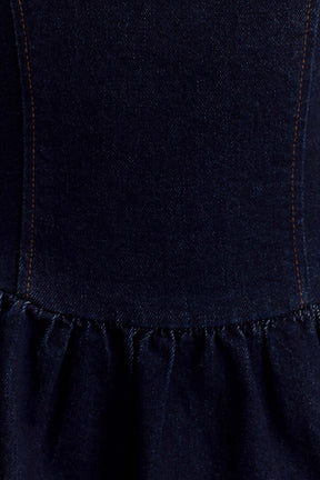 Caroline Denim Halter Midi Dress - Indigo Blue