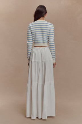 Tanner Striped Knit Cardigan - Light Blue/White