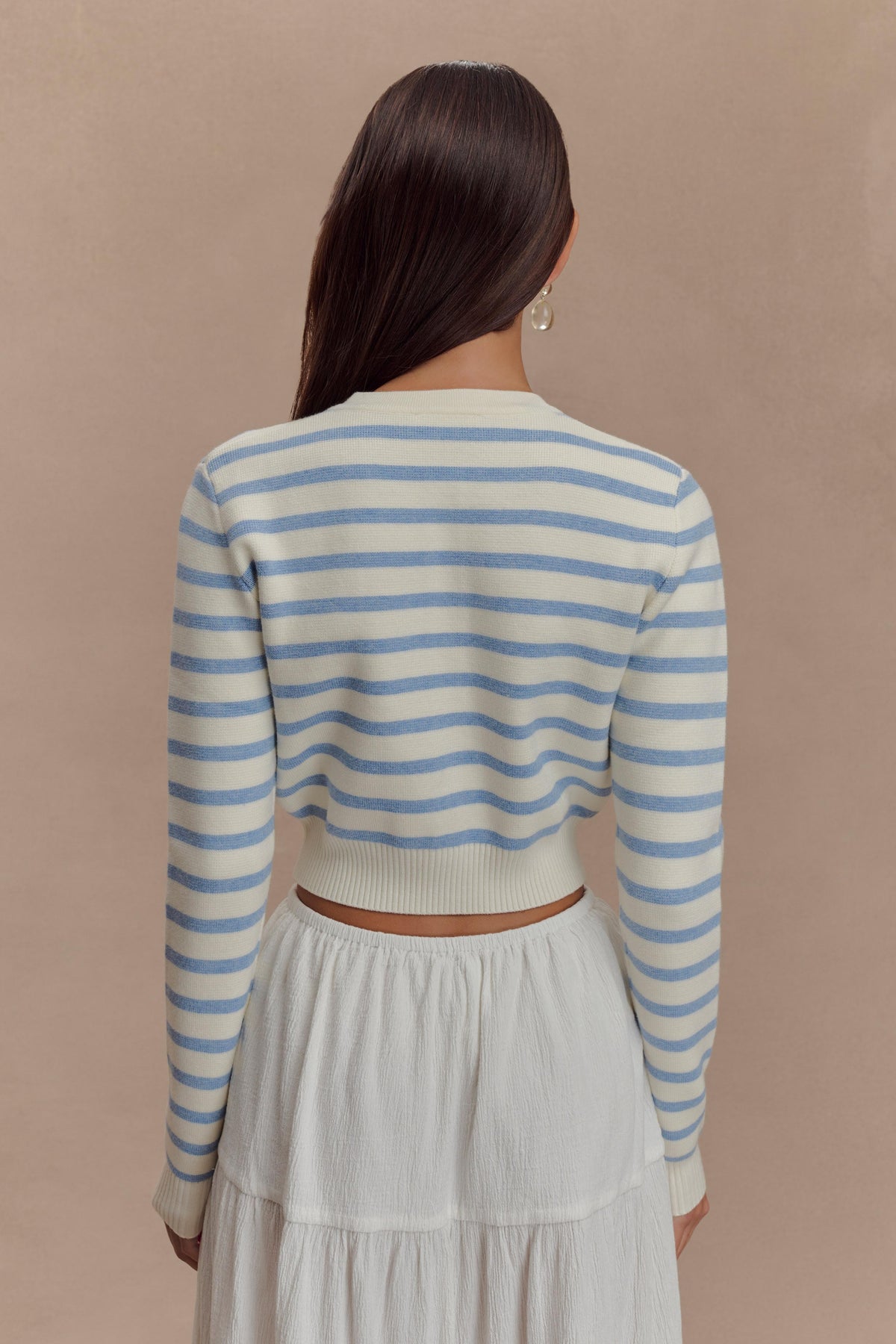 Tanner Striped Knit Cardigan - Light Blue/White
