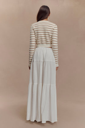 Tanner Striped Knit Cardigan - Nude/White