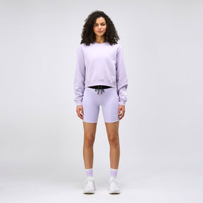 Cotton Fleece Women's Cropped Crewneck - Light Thistle