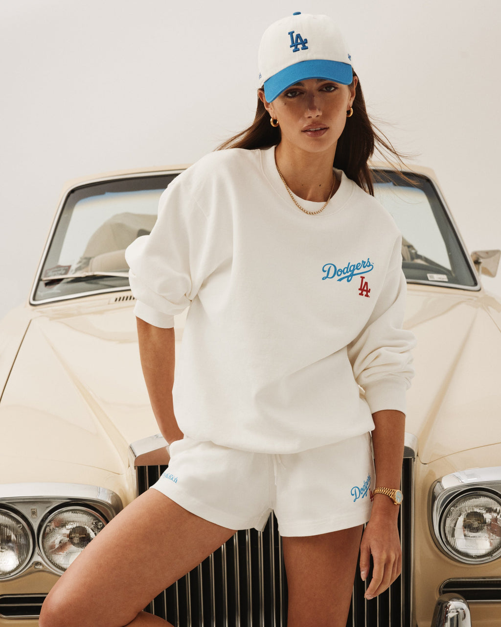 Dodgers Serif Disco Short - White/Team Blue