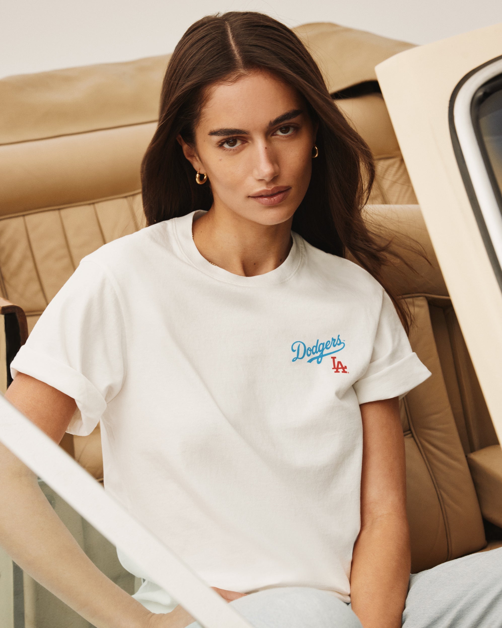 Dodgers Serif T-Shirt - White/Team Blue