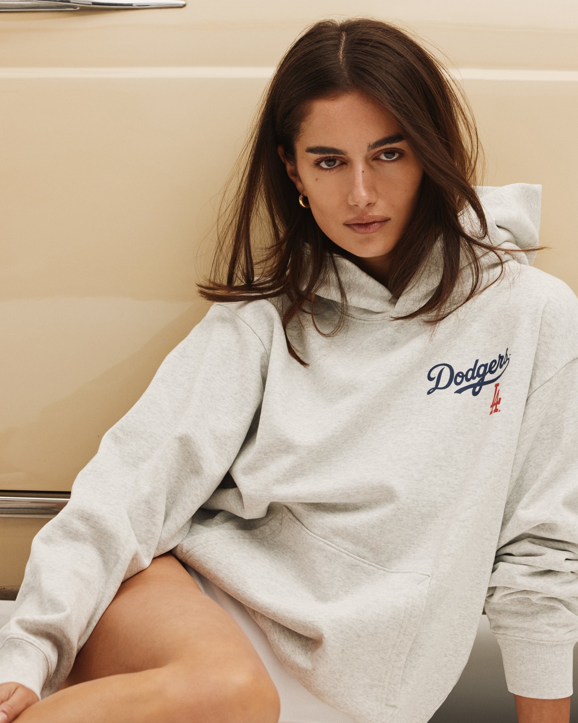 Dodgers Serif Hoodie - Heather Gray/Navy