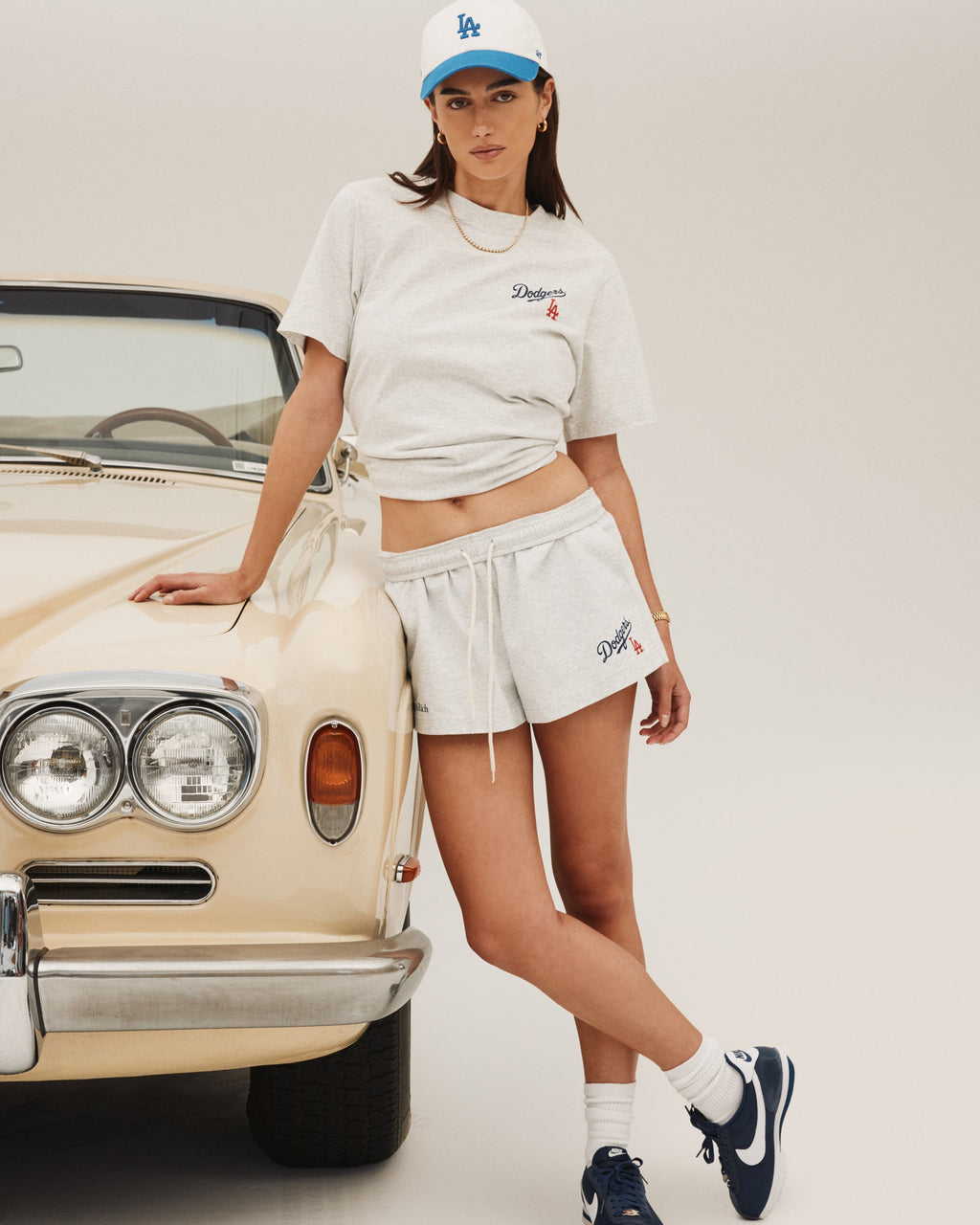 Dodgers Serif Disco Short - Heather Gray/Navy