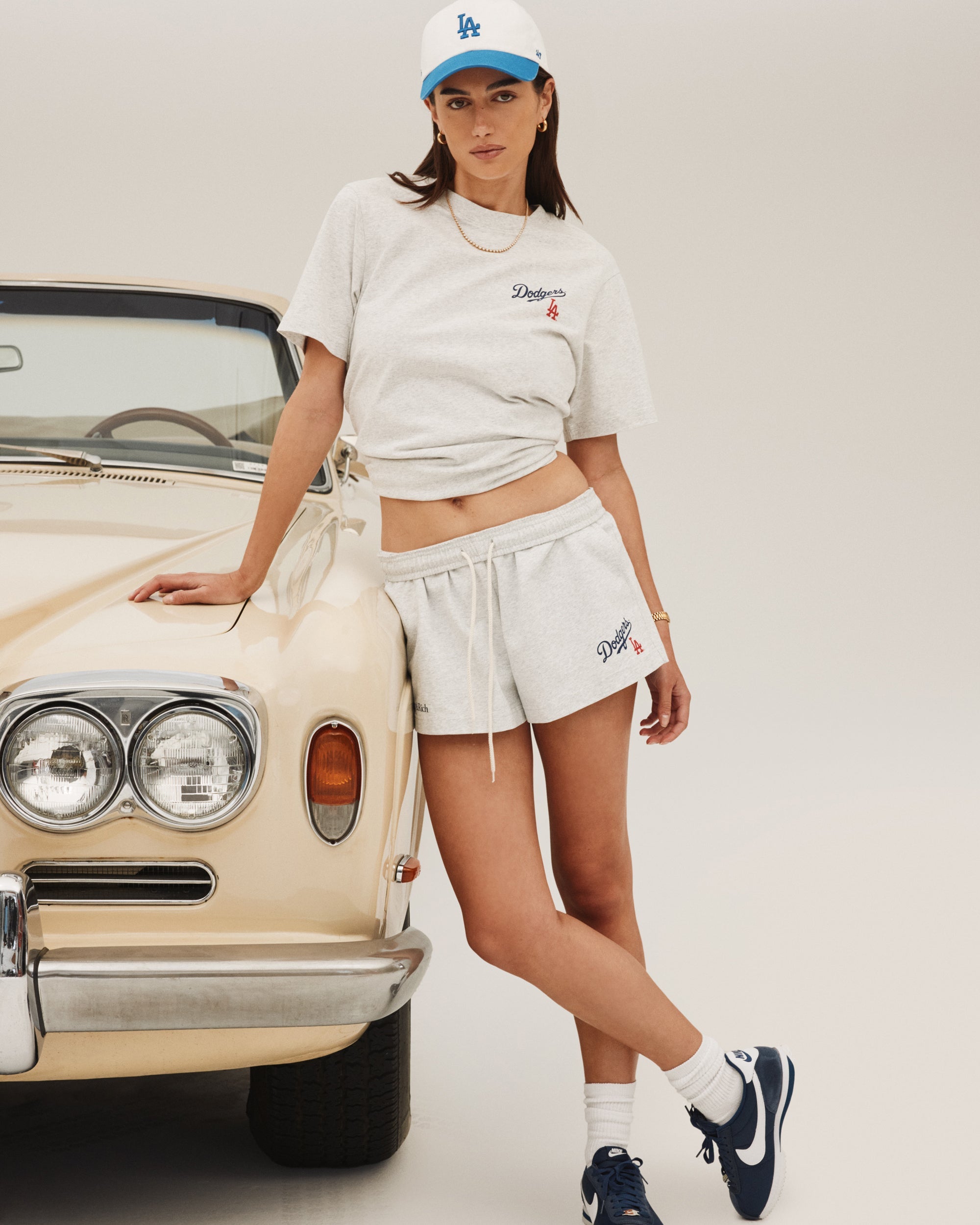 Dodgers Serif Disco Short - Heather Gray/Navy