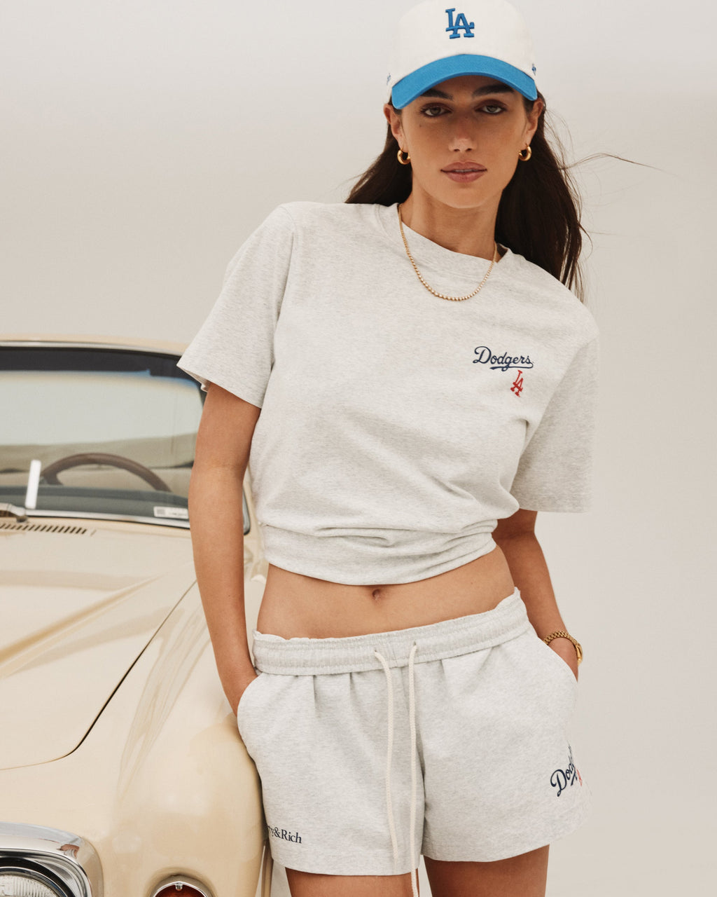 Dodgers Serif Disco Short - Heather Gray/Navy