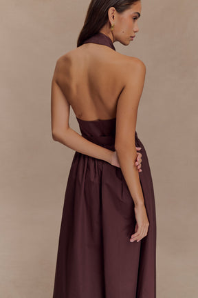 Cindy Collared Midi Dress - Chocolate