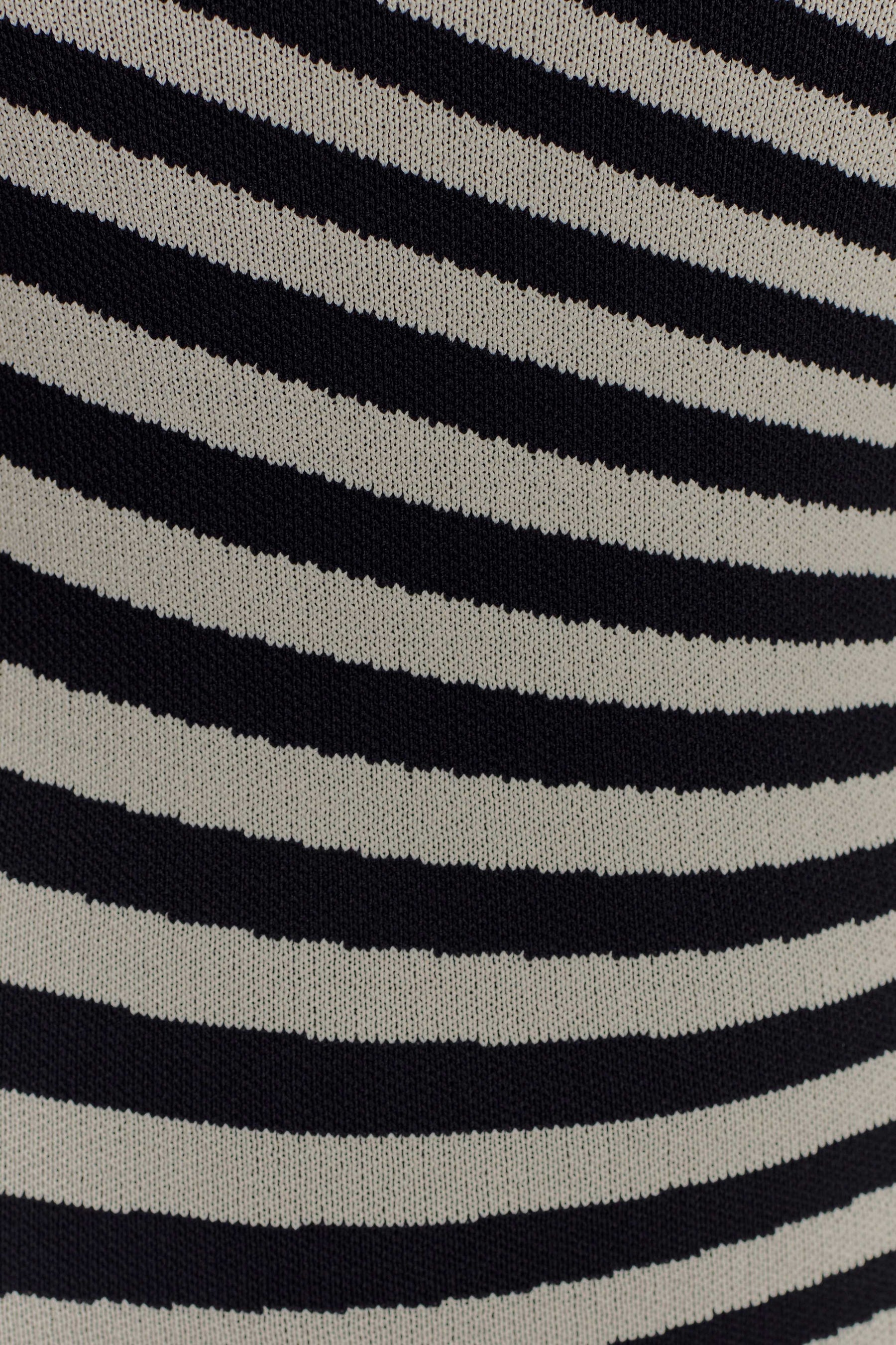 Raven Striped Knit Midi Dress - Black/White