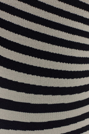 Raven Striped Knit Midi Dress - Black/White