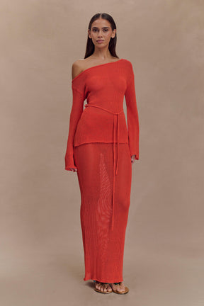 Reagan Knit Maxi Skirt - Orange