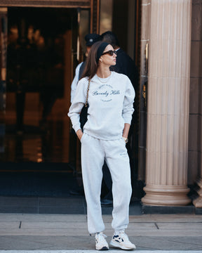 Beverly Script Soft Sweatpant - Heather Gray/Navy