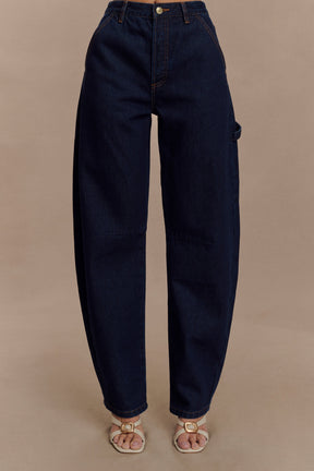 Renata Barrel Denim Jeans - Indigo Blue