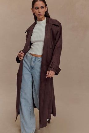 Marc Faux Suede Coat - Cocoa Chocolate