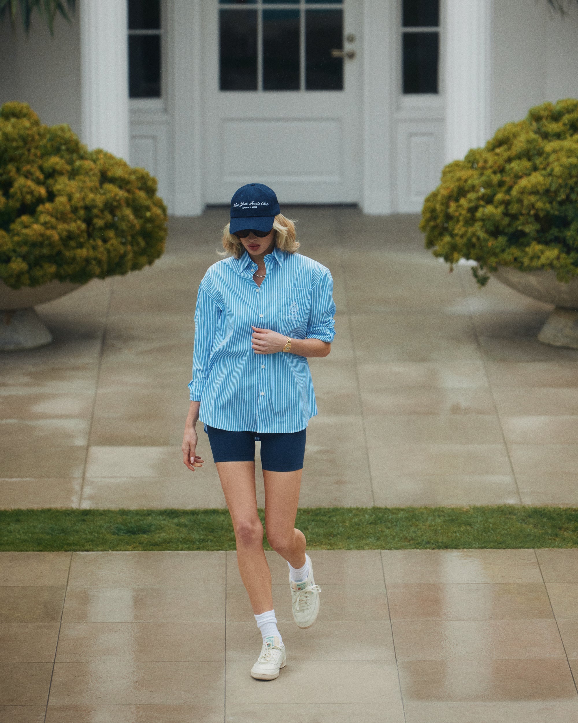 Crown Tennis Oversized Shirt - Light Blue Striped