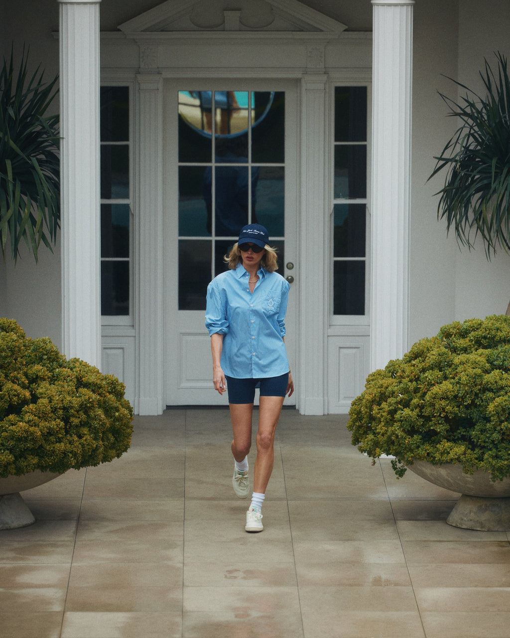 Crown Tennis Oversized Shirt - Light Blue Striped