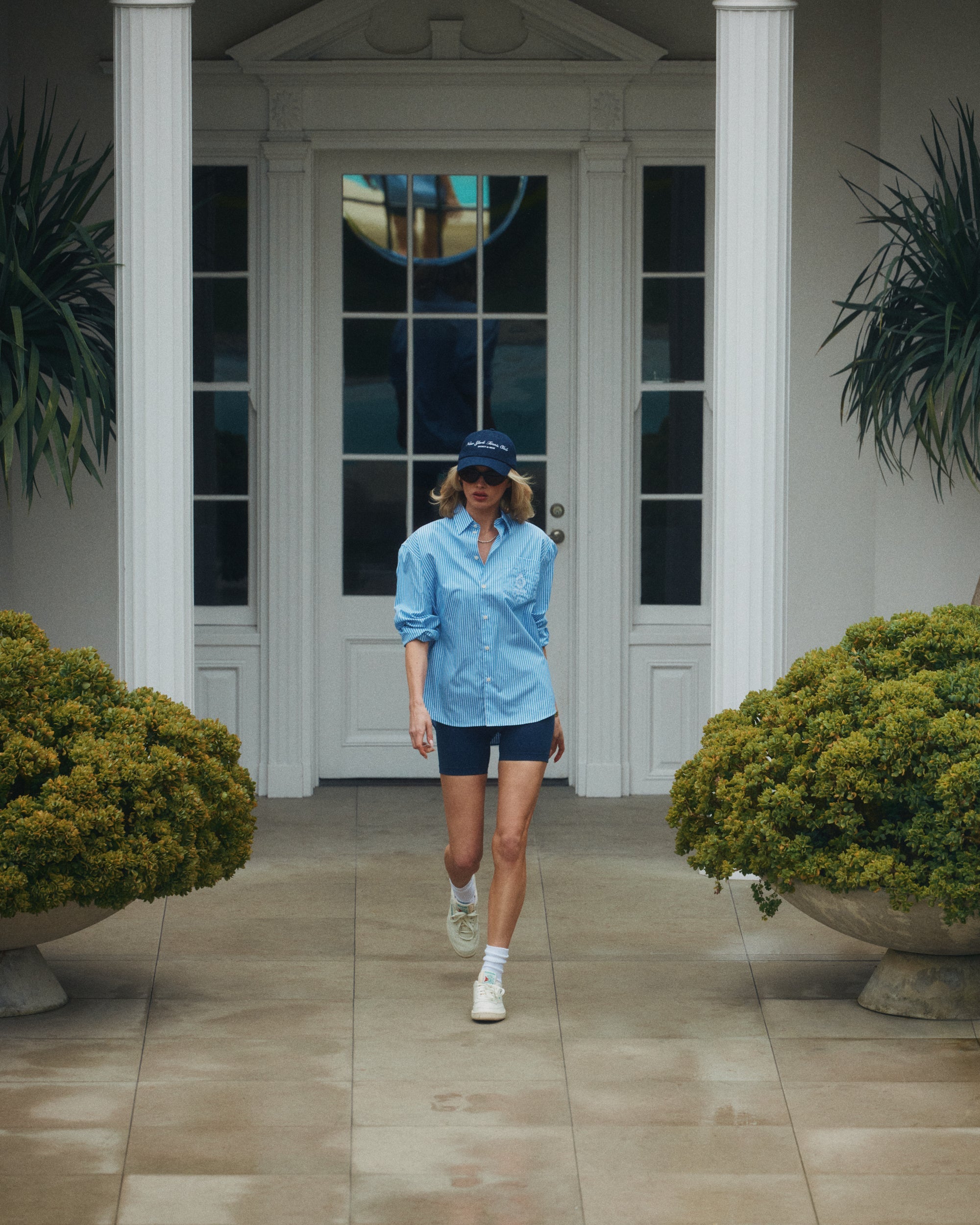 Crown Tennis Oversized Shirt - Light Blue Striped