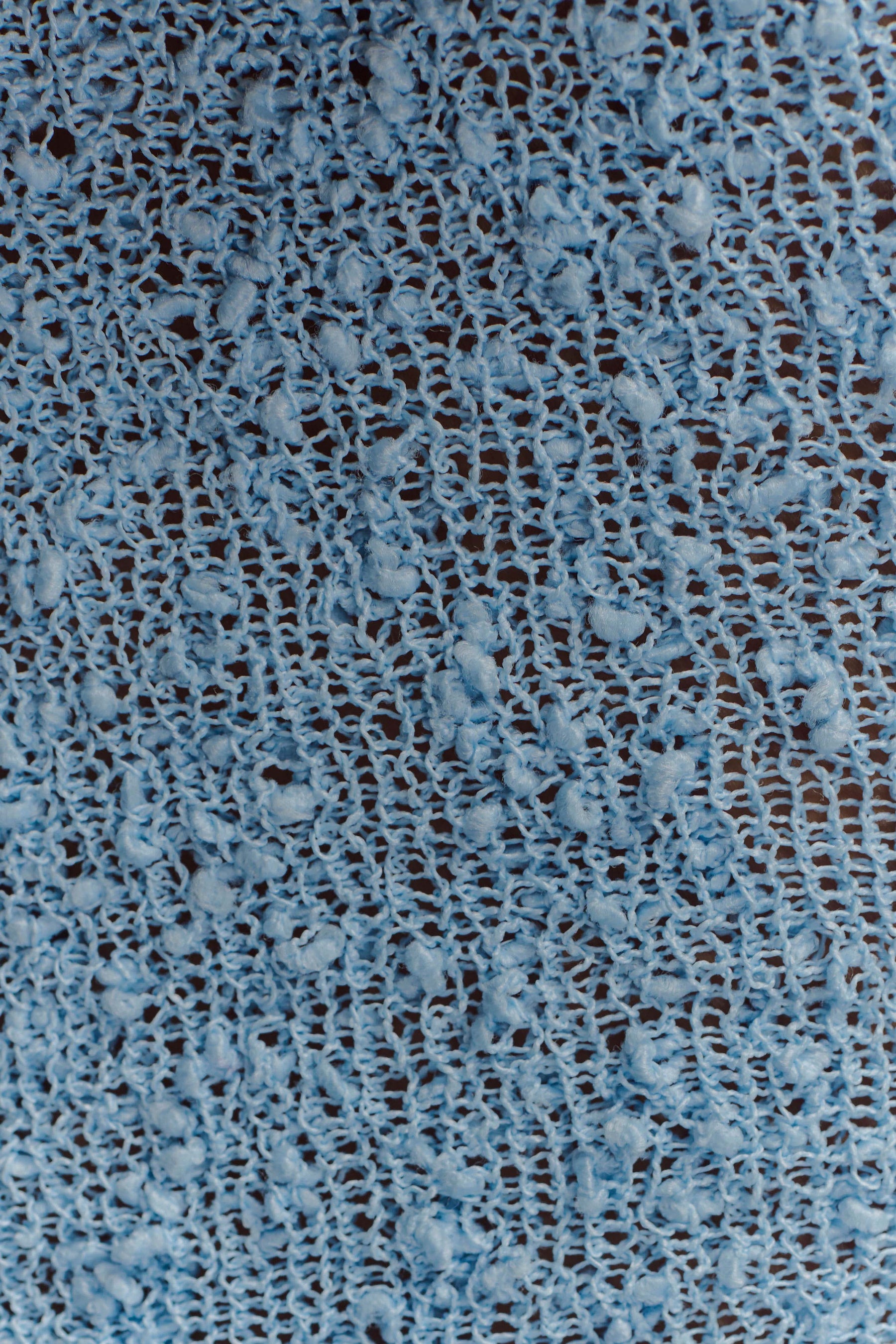 Chloe Off Shoulder Boucle Knit Top - Light Blue