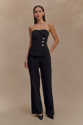 Lindie Strapless Suiting Top - Black