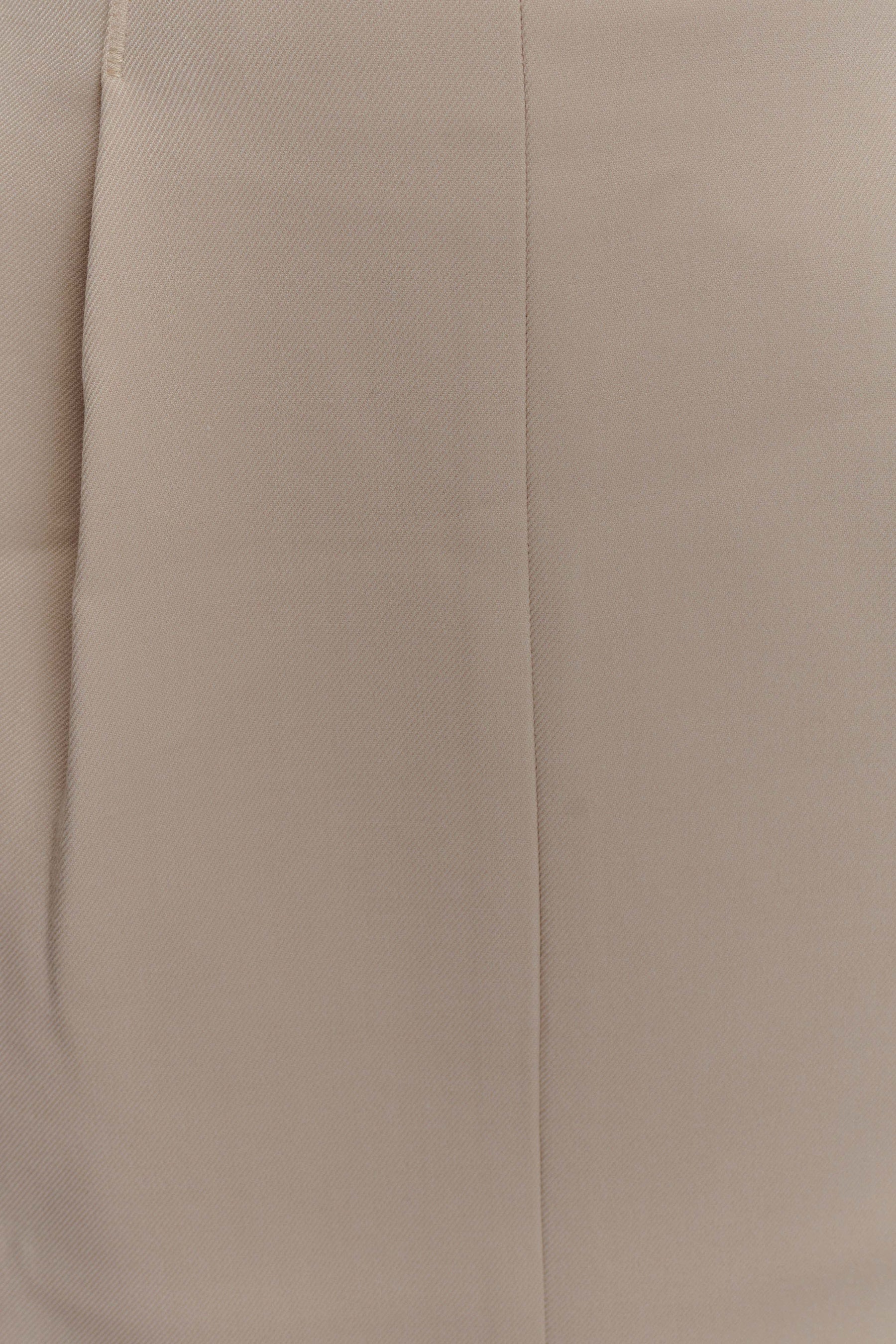 Vera Suiting Split Front Midi Skirt - Ivory Stone