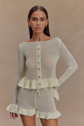 Eleanor Knit Frill Shorts - White