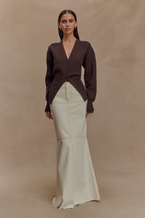 Alexia Buttoned Oversized Cardigan - Dark Chocolate