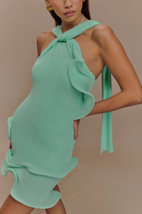 Caprice Halter Knit Mini Dress - Lagoon