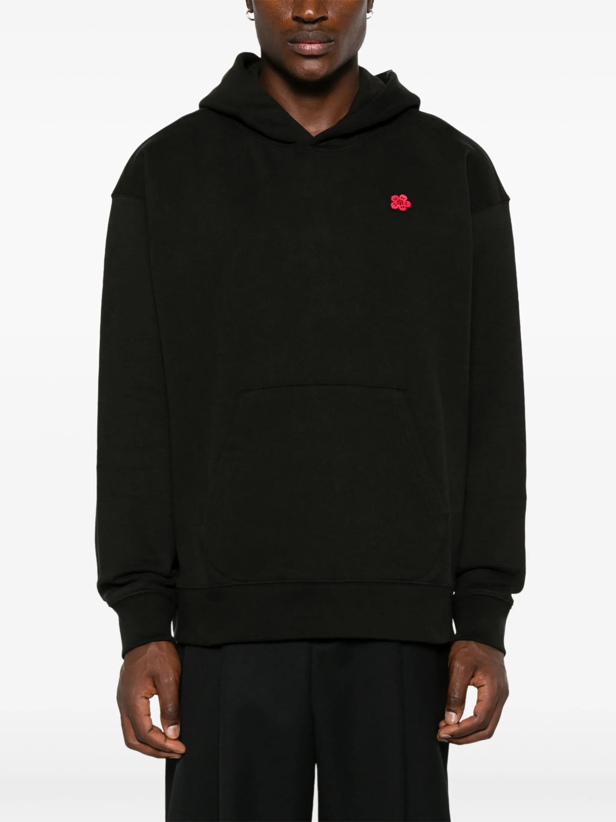 Kenzo Red Boke Flower Printed Hoodie in Black