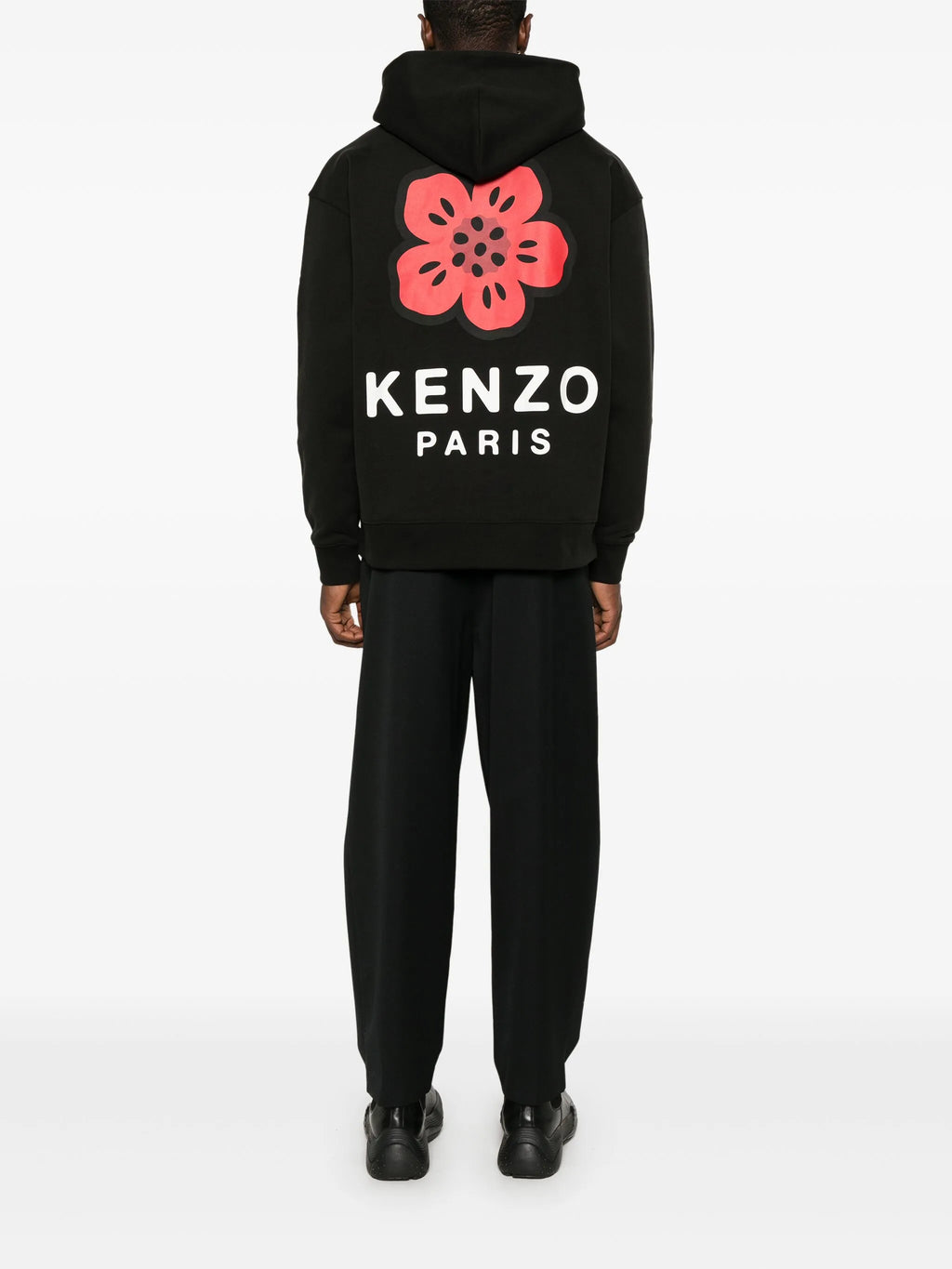 Kenzo Red Boke Flower Printed Hoodie in Black
