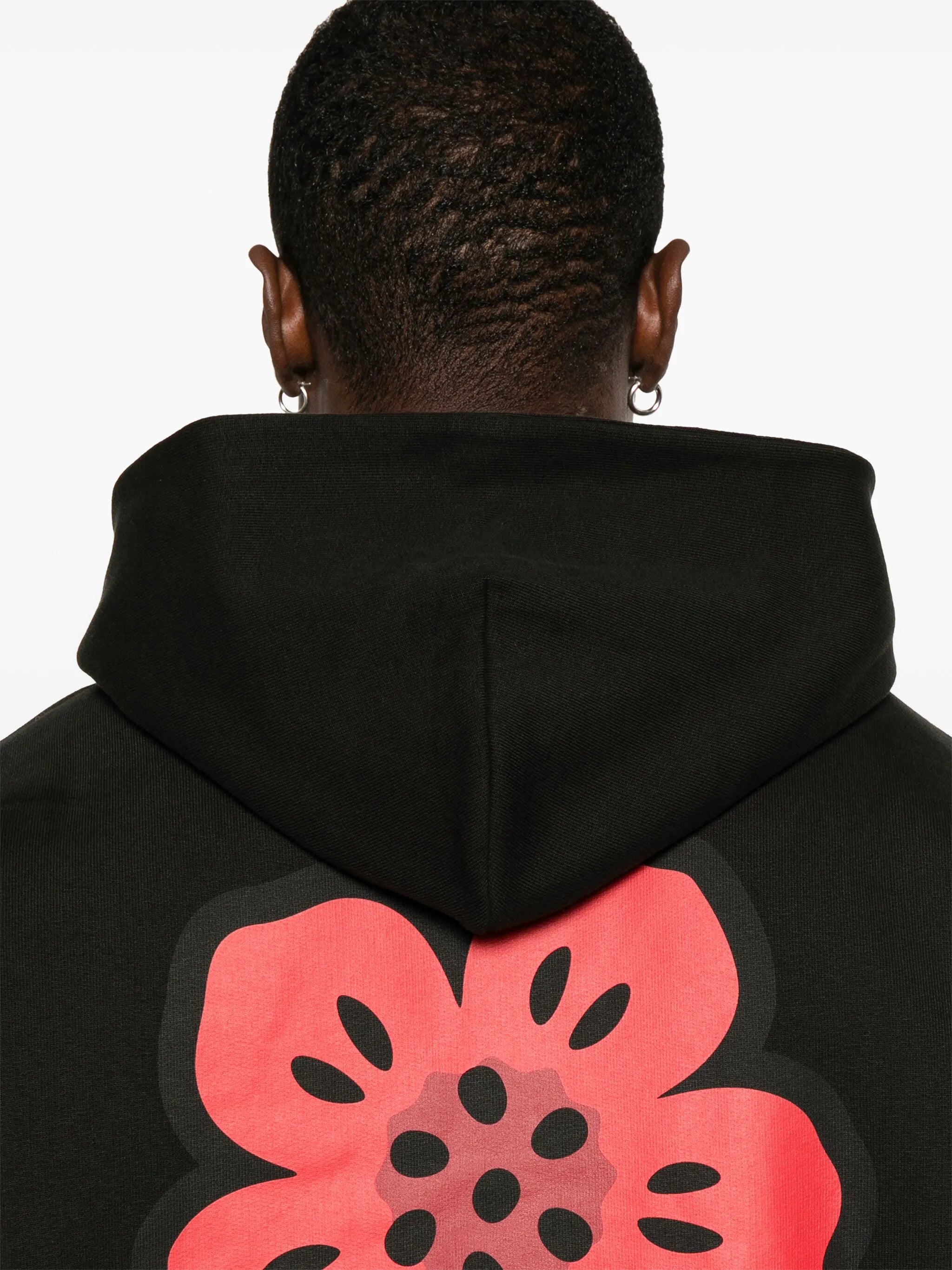 Kenzo Red Boke Flower Printed Hoodie in Black