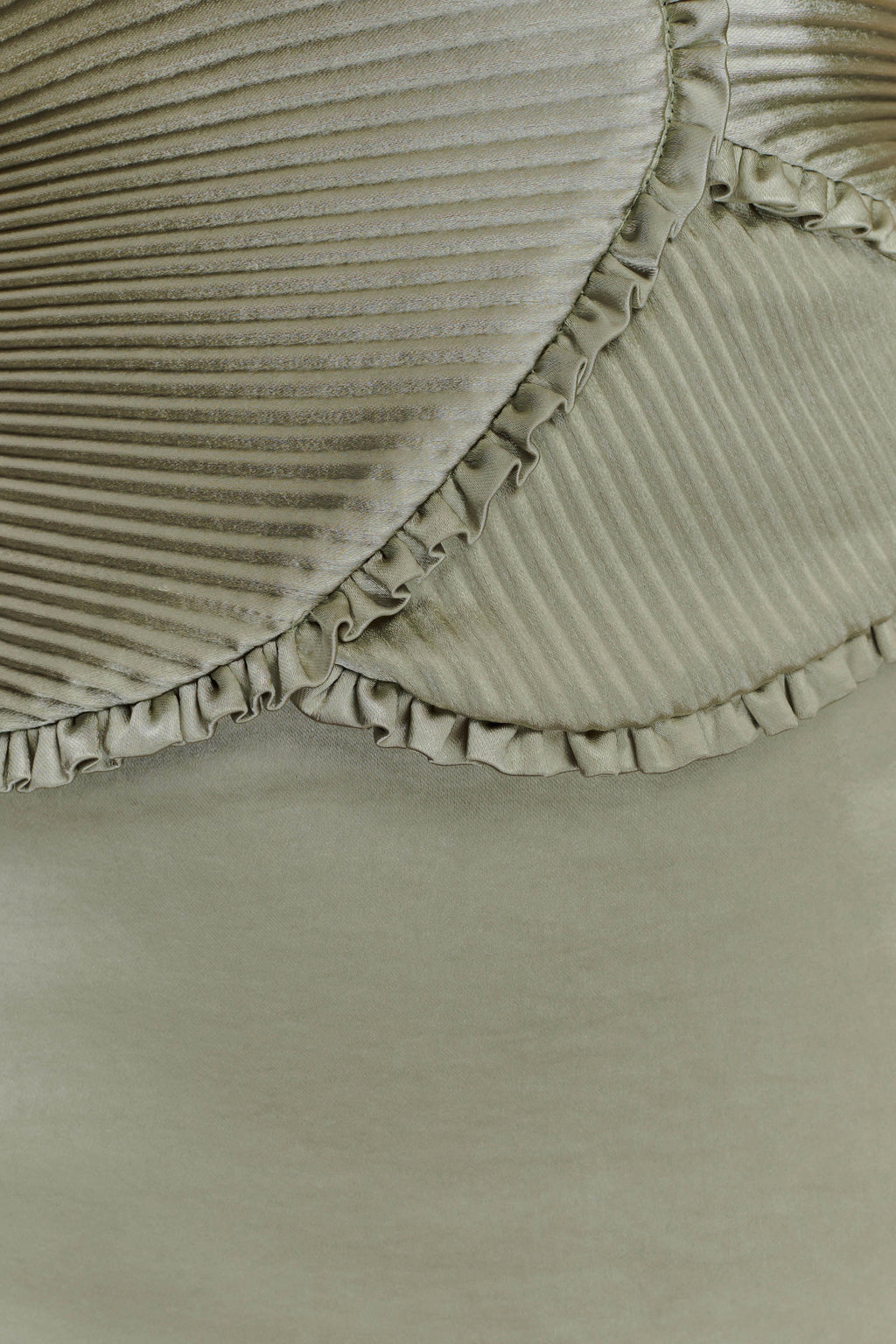 Larissa Satin Maxi Dress With Ruched Petals - Sage