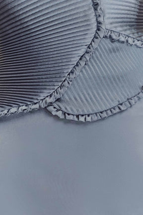 Larissa Satin Maxi Dress With Ruched Petals - Frosted Blue