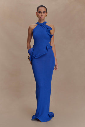 Caprice Halter Knit Maxi Dress - Cobalt