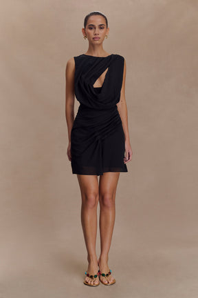 Oria Chiffon Mini Dress - Black