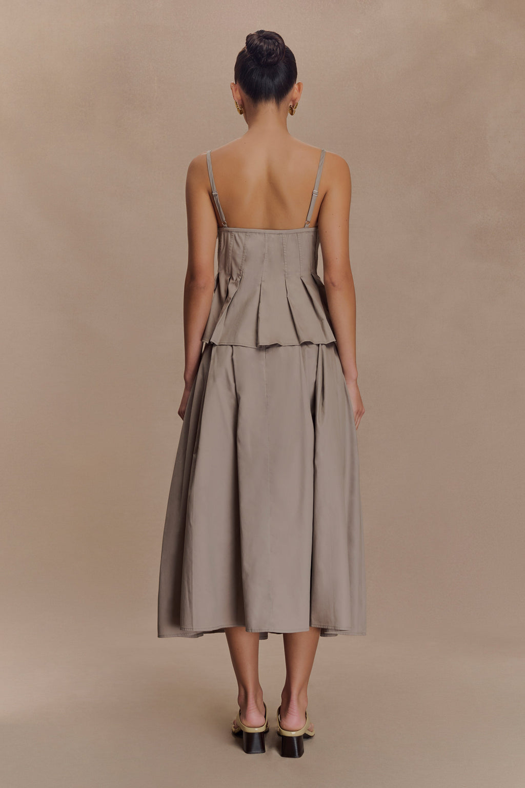 Mae A-Line Midi Skirt - Pebble Brown