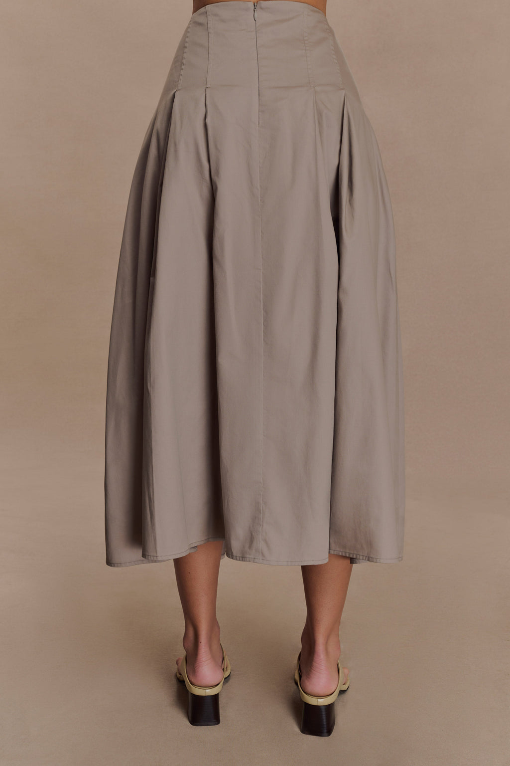 Mae A-Line Midi Skirt - Pebble Brown