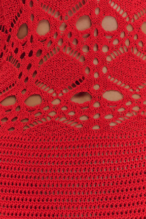 Solstice Off Shoulder Crochet Knit Maxi Dress - Blood Orange