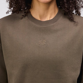 Cotton Fleece Crewneck - Unisex, Dark Fatigue