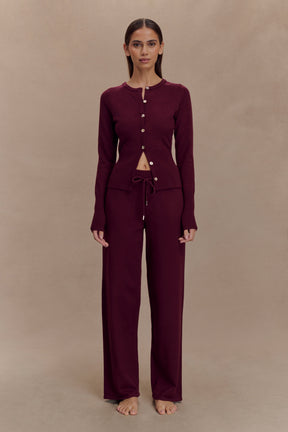 Reese Fitted Knit Cardigan - Merlot